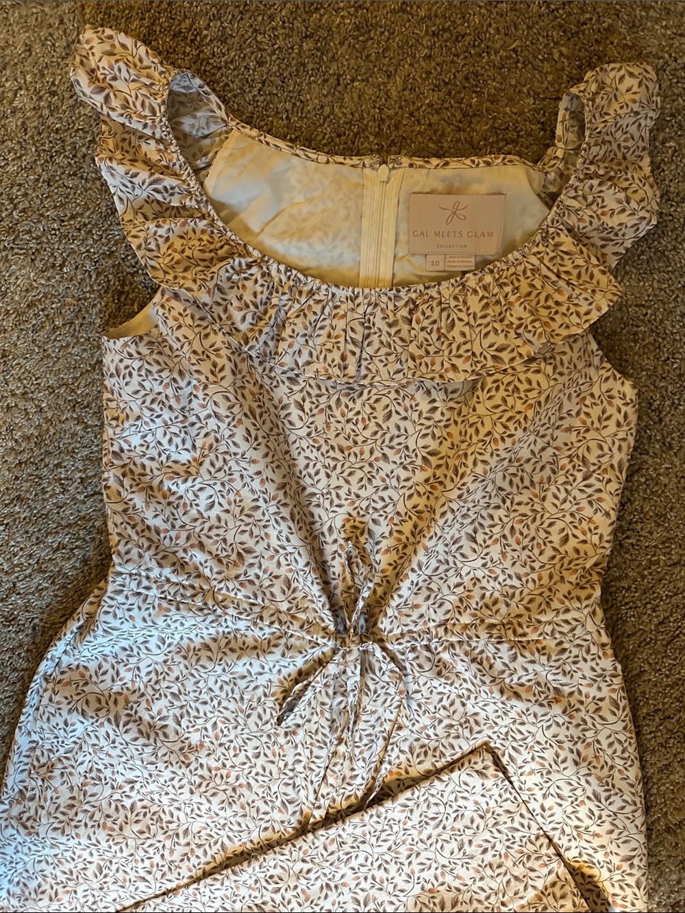 Women's Cream Floral Jumpsuit with Ruffle Neck - Picture 5 of 6